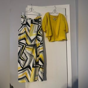 Dressbarn Geometric Dress & Cardigan Sz 16